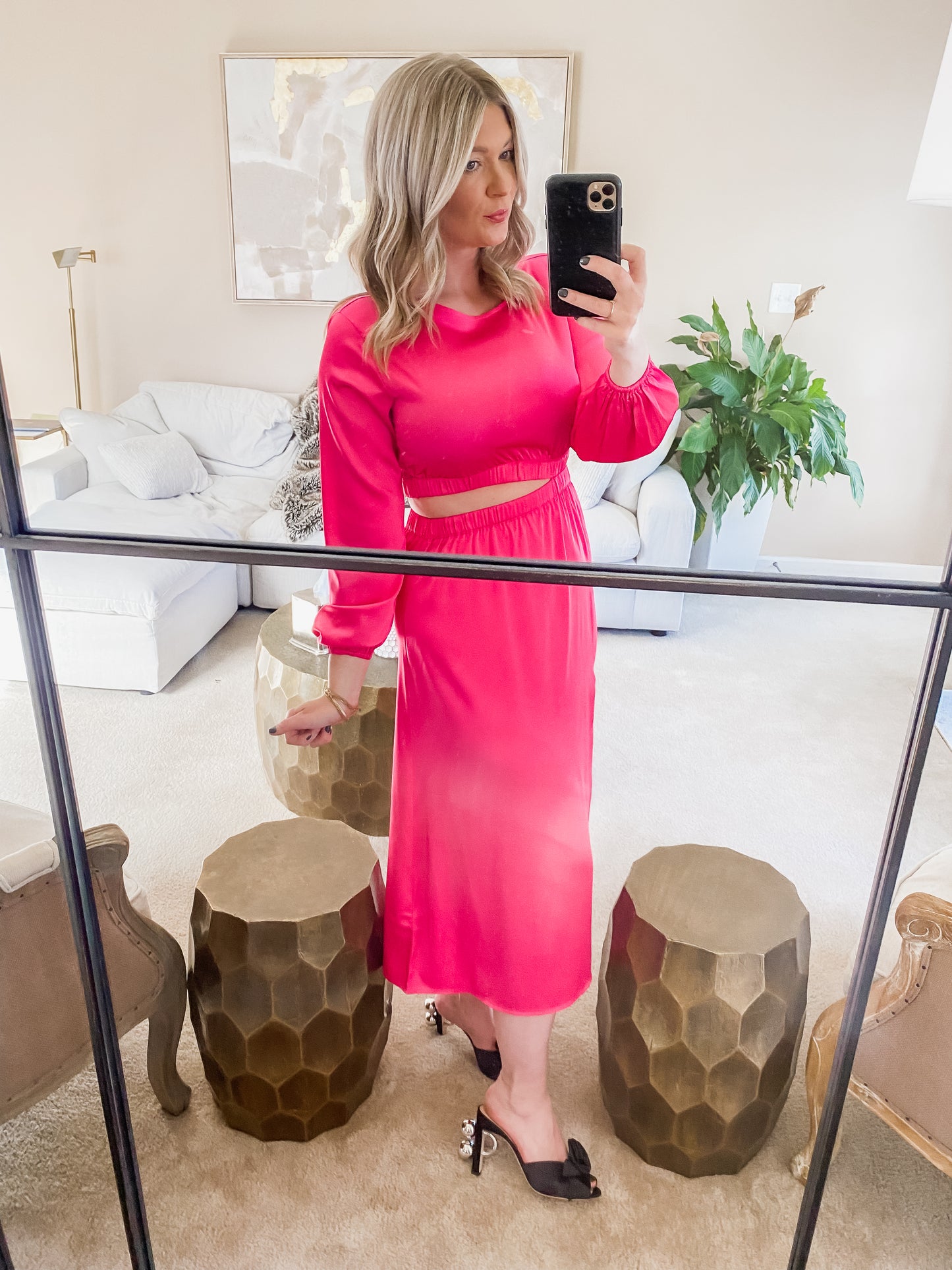 Satin Cutout Midi Dress